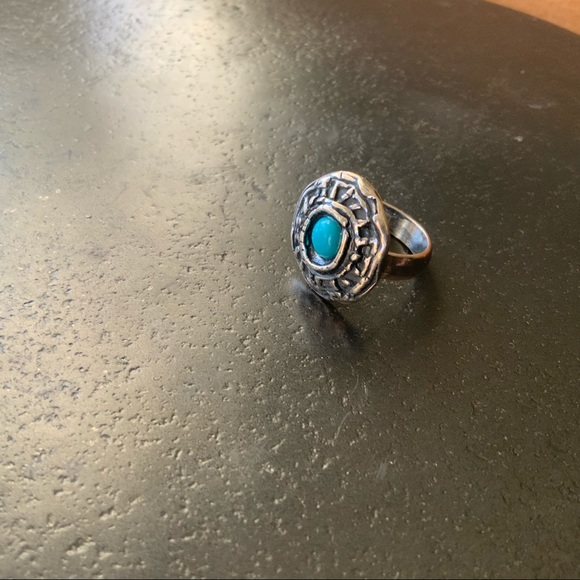 Turquoise/silver ring Size 8 - Picture 3 of 4